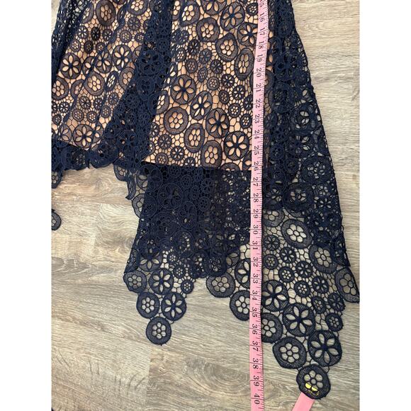 Self-Portrait Navy Lace Asymmetrical Dress Size 4 - Picture 11 of 11